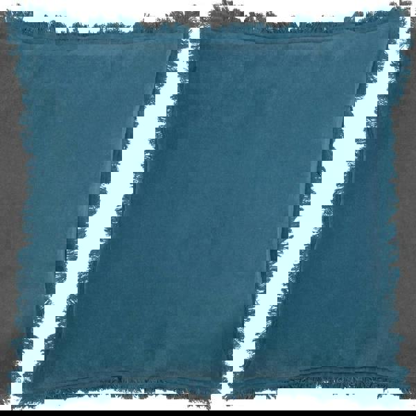 Furn Gracie Fringed Velvet Cushion Cover - Ink Blue