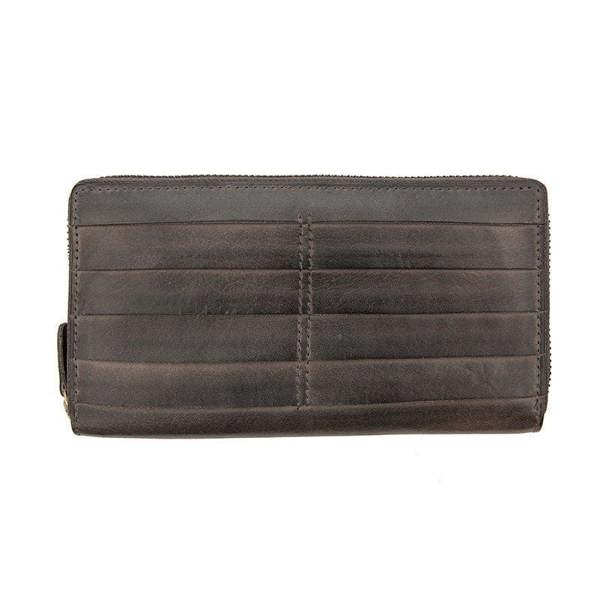 PRIMEHIDE Ridgeback Zip Around Leather Purse Brown