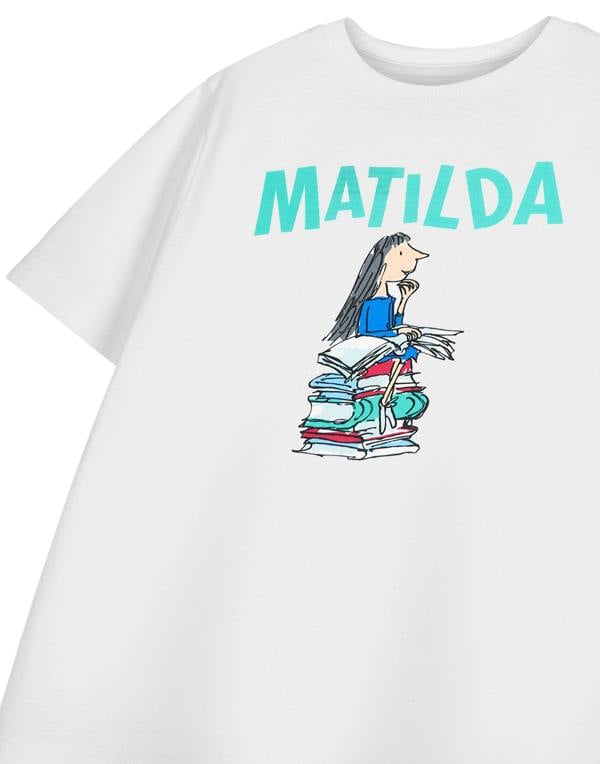 Roald Dahl Unisex Kids White Matilda Short Sleeved T-Shirt