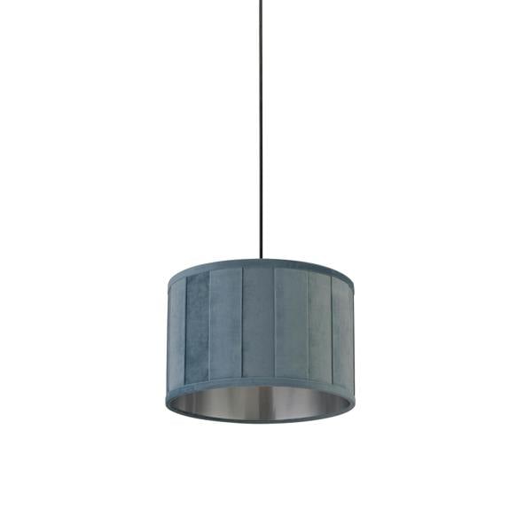 Lighting Collection TURQUIOSE VELVET PLEAT DRUM SHADE & SILVER INNER (D30cm)