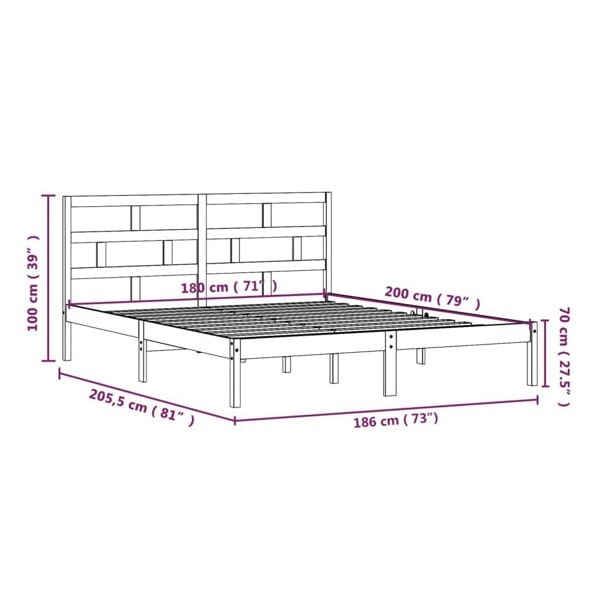 Berkfield Bed Frame White 180x200 cm Super King Size Solid Wood