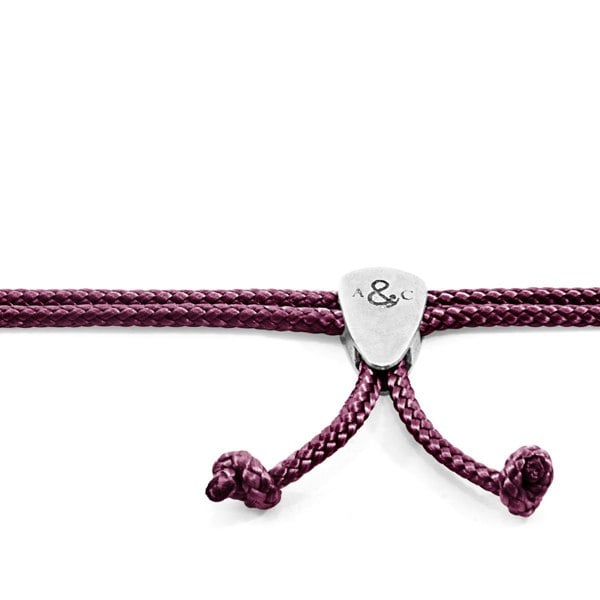 Aubergine Purple Pembroke Silver and Rope Bracelet