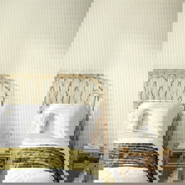 Hoopla Walls Ditsy Leaf Stripe - Lichen 10m Wallpaper