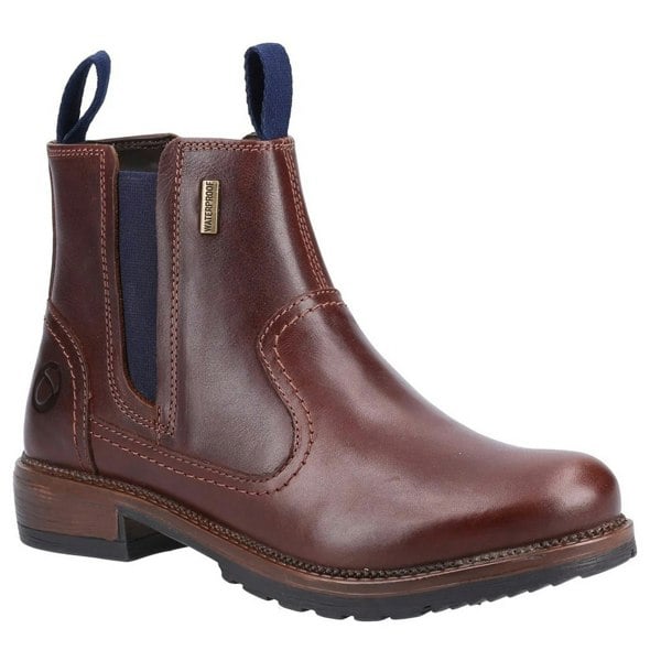 Cotswold Women's Laverton Slip On Leather Ankle Boot - Brown/Navy