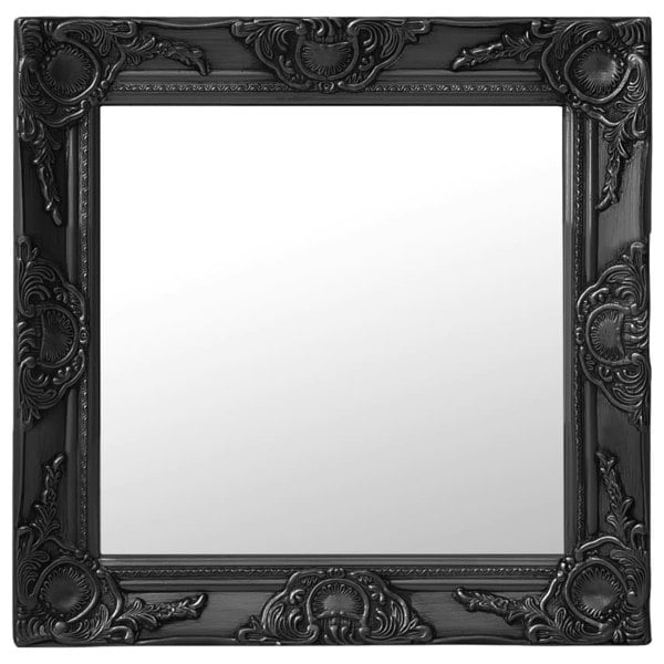 Berkfield Wall Mirror Baroque Style 50x50 cm Black