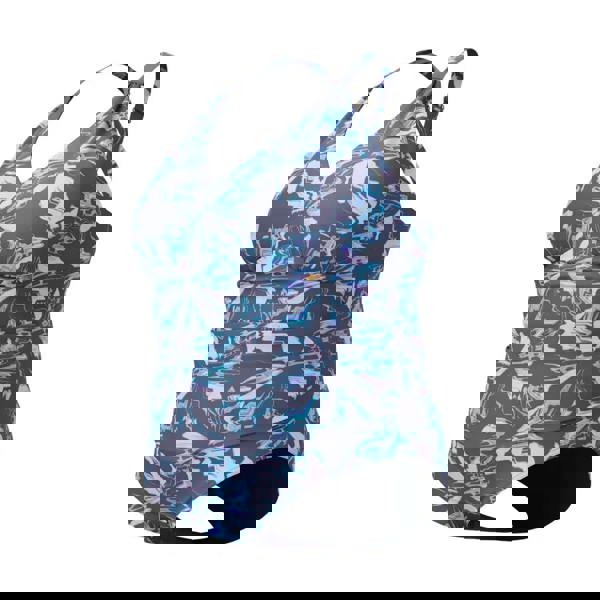 Speedo plus size shaping printed V neck tankini in blue teal floral