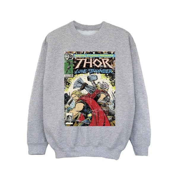 Marvel Girls Thor Love And Thunder Vintage Poster Sweatshirt - Sports Grey