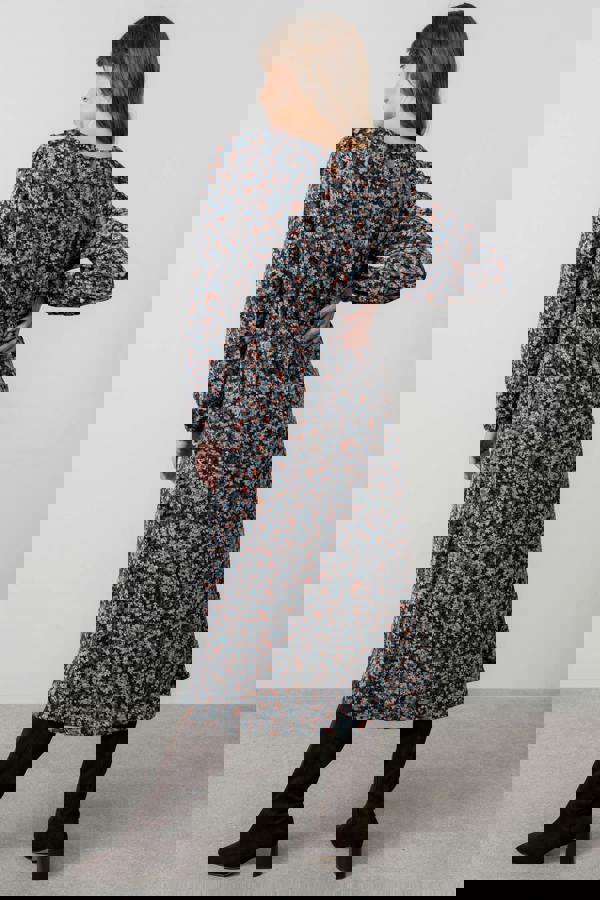 Lily & Me Celia Floral Print Midi Dress Red