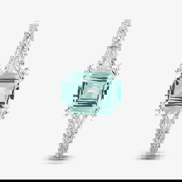 T. H. Baker 9ct White Gold Emerald Cut Aquamarine & Diamond Split Shoulders Ring PR07262W AQ