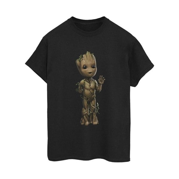 Marvel Womens/Ladies I Am Groot Wave Pose Cotton Boyfriend T-Shirt - Black