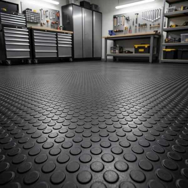 Nicoman Non-Slip Recycled Rubber Flooring Rolls - Coin Pattern