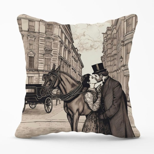 Warren Reed Victorian Lovers On A London Street Cushions