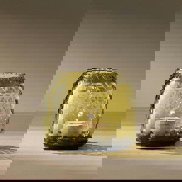 LSA Dapple Tealight Holder Vase 7cm Woodland Green