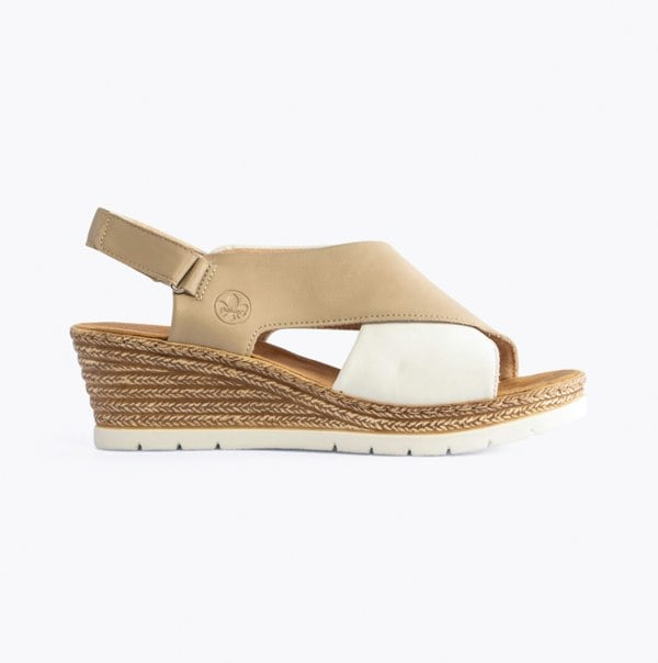 Rieker Wedged Womens Sandals - Beige (61975-62)