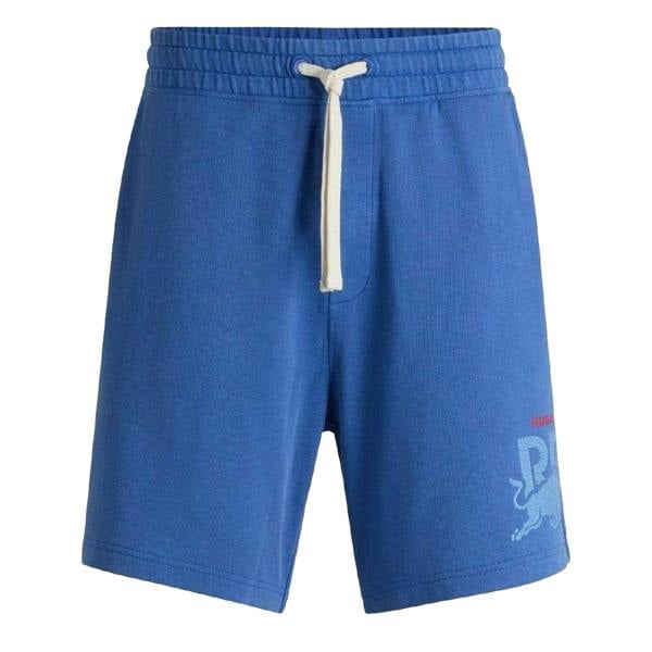 Hugo Mens Washed Elasticated Waist Relaxed Fit Sweat Shorts - Medium Blue - 