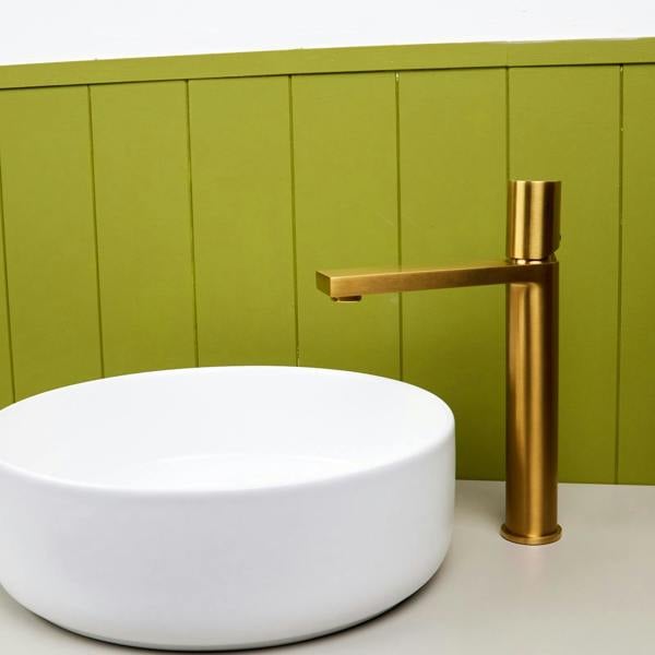 Flode Limingen | High Rise Mono Basin Mixer Tap | Brushed Gold