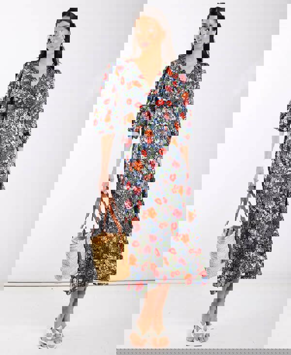 Multicoloured Floral Satin Dress