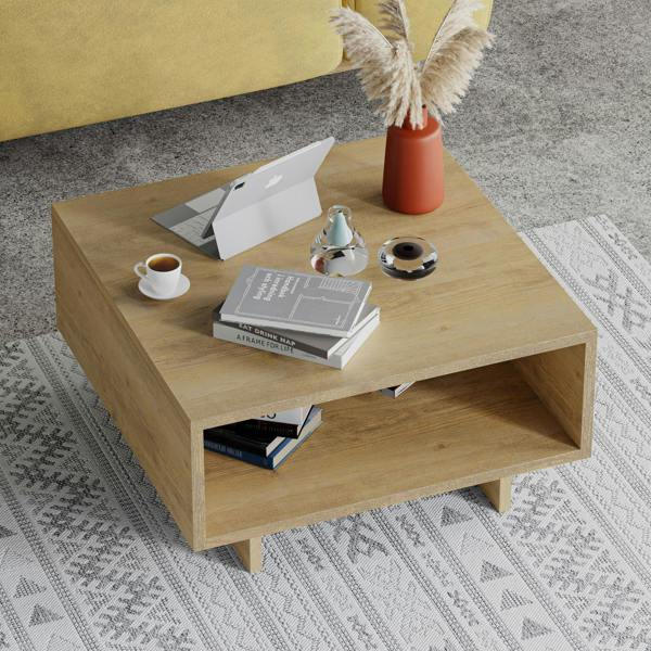 Decortie Hola Modern Coffee Table Multipurpose Storage Compartment 60x60x32 cm