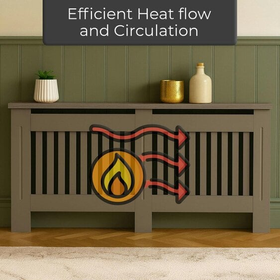 Neo Grey Decorative Wooden Radiator Cover Large