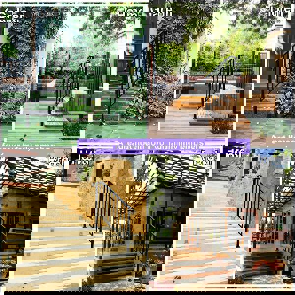 Gr8 Garden Outdoor Black Steel Handrail 3 Steps Garden Stairs Safety Grab Bannister Rail