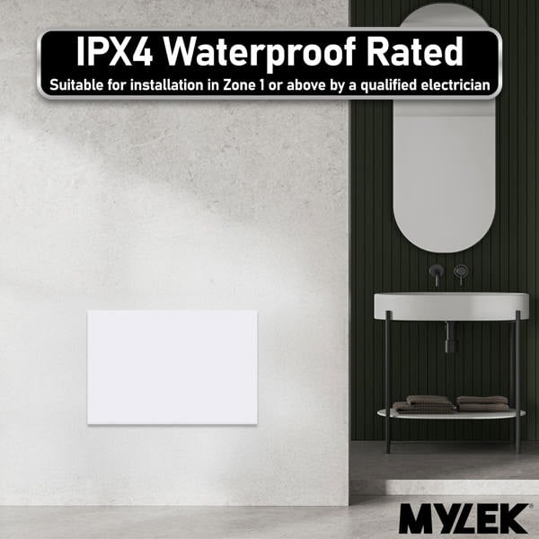 MYLEK Panel Space Heater White 1.2KW Eco, Smart and WiFi App Slimline Low Energy - Wall Mounted, Bathroom IPX4