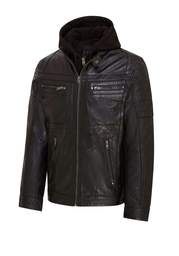 Infinity Leather Mens Hooded Leather Biker Jacket - Stavern