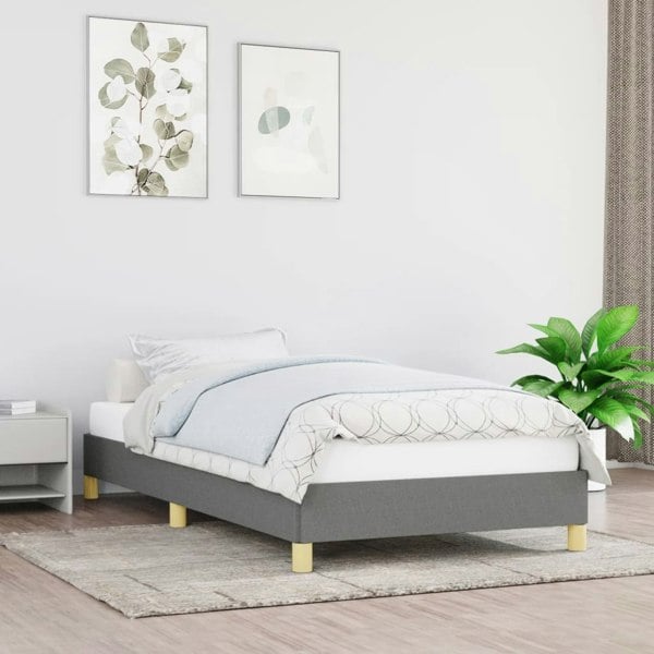 Berkfield Bed Frame Dark Grey 90x190 cm 3FT Single Fabric