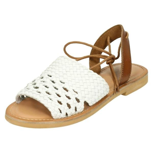 Leather Collection Ladies Leather Collection Flat Weaved Mule Sandals