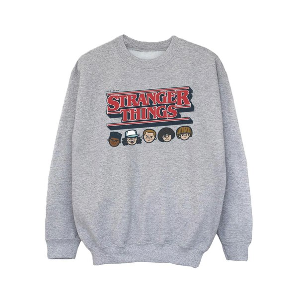 Netflix Girls Stranger Things Caricature Logo Sweatshirt - Sports Grey