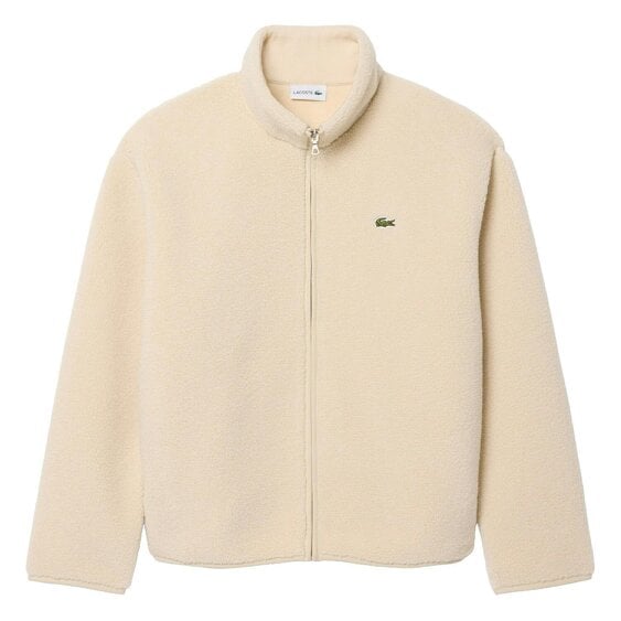 Lacoste BH8672 High Neck Sherpa Jacket - Natural