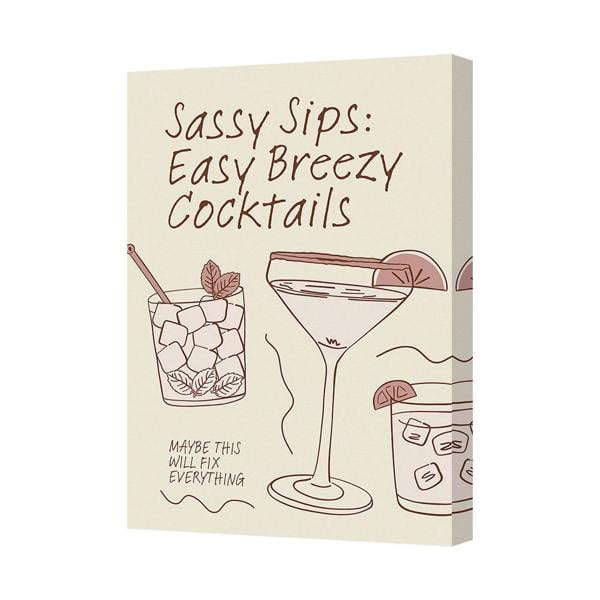 Benjamin Tate Design Sassy Sips Easy Breezy Cocktails Canvas Print Wall Art Handmade In UK