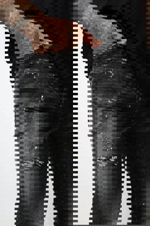 Valere Milano Mosole Rip & Repair Jeans - Black