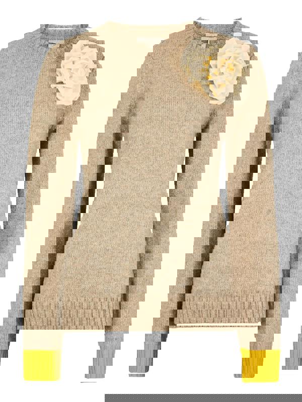 GWD Neave Brown Knit Corsage Jumper