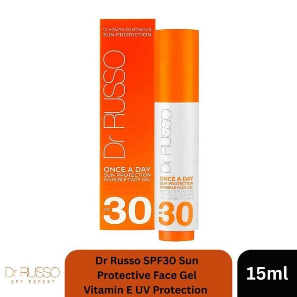 Aquarius Dr Russo SPF30 Sun Protective Face Gel Vitamin E UV Protection 15ml Daily