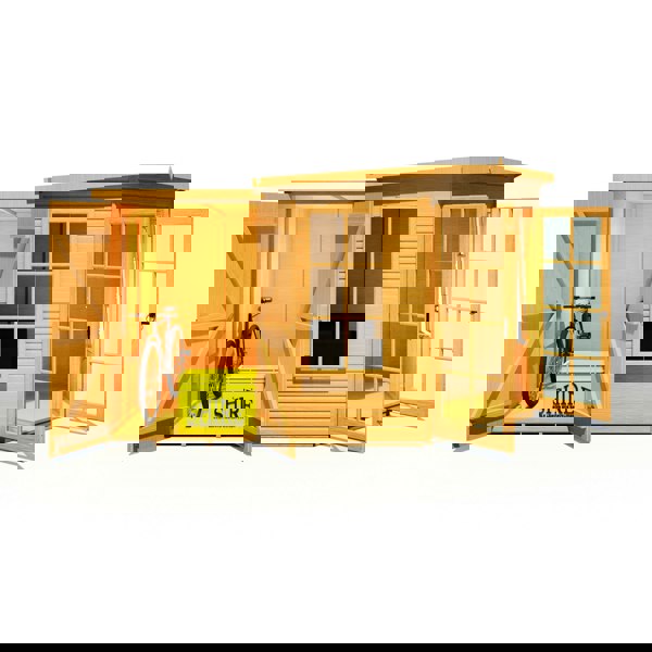 Shire Hampton with Side Shed 8x12 Corner Summerhouse 12mm Interlock Cladding - Best Shed