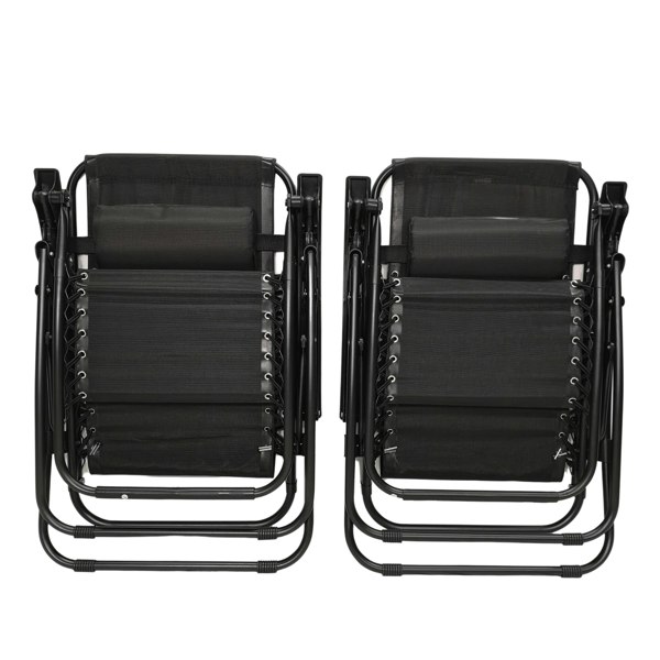 Samuel Alexander Set of 2 Black Multi Position Textoline Zero Gravity Garden Relaxer Chair Lounger