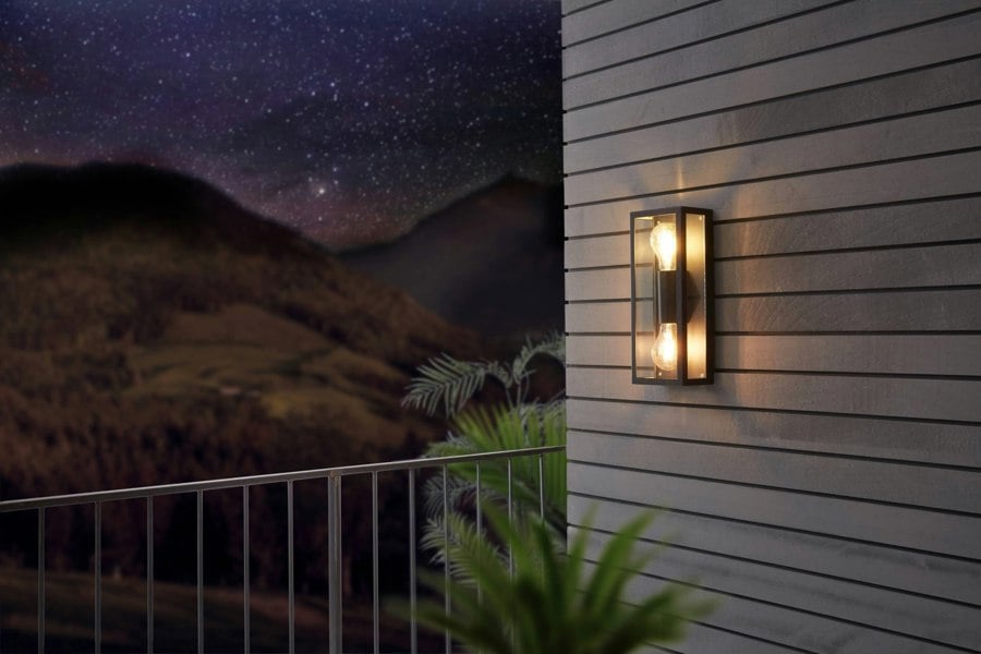 EGLO Alamonte 1 2-Light Caged Industrial Exterior Wall Light