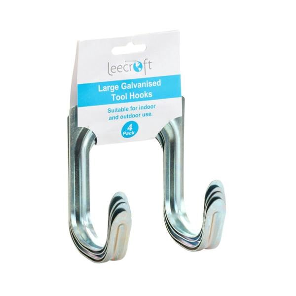 Leecroft Galvanised Tool Hooks Large 4pk - One Colour - 