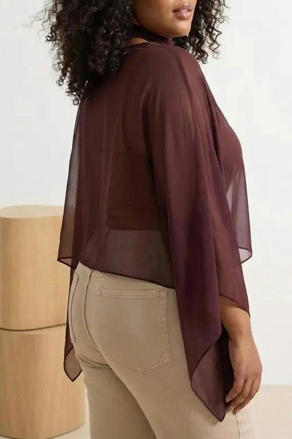 WOVCOR Chiffon Woven Plus Size Blouse
