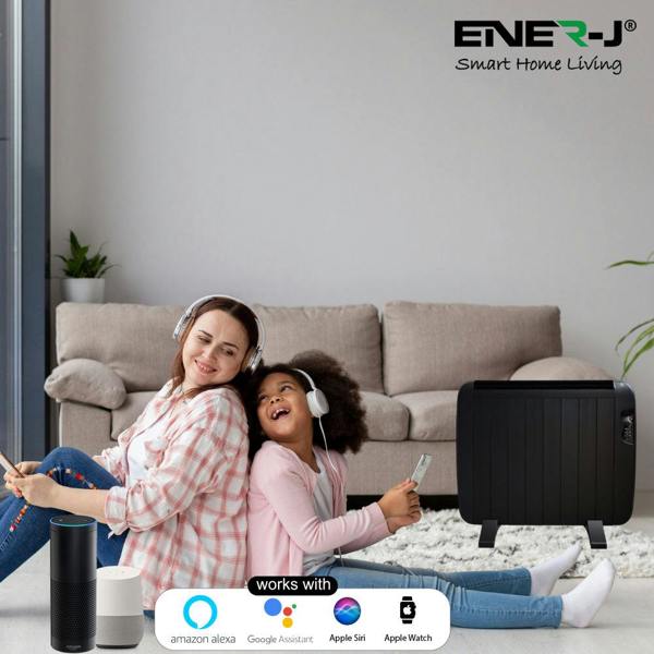 ENER-J Smart 1200W Radiator Heater with Aluminium Heating Element, Black