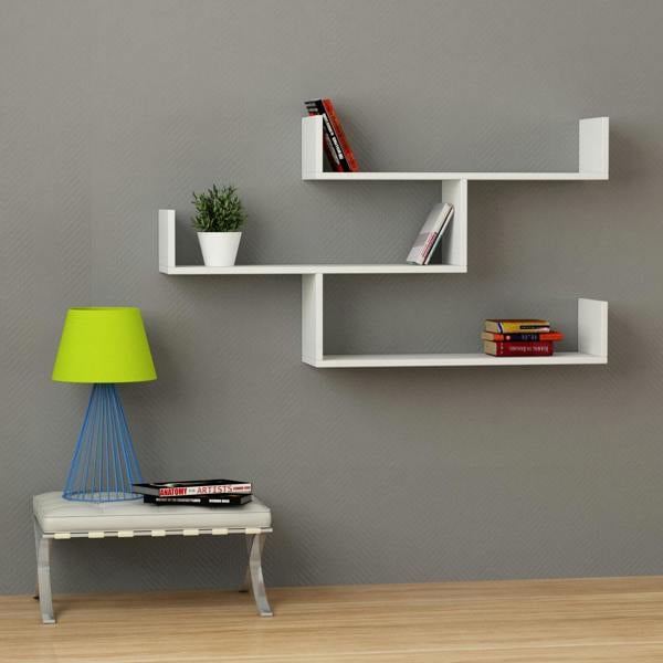 Decortie Modern Tibet Wall Mounted Shelf Floating Bookcase Display Unit 66.5x119x22cm