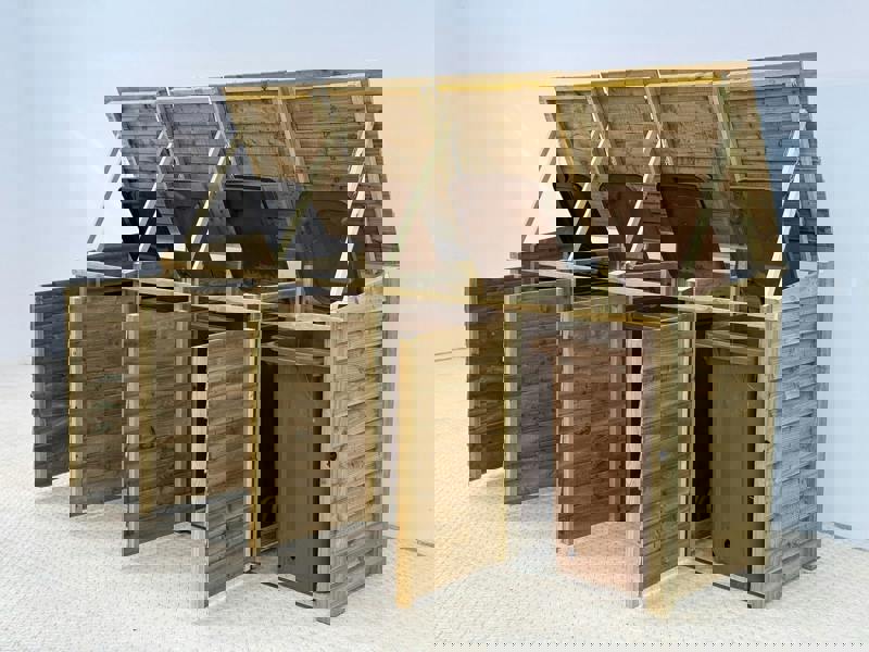 Arbor Garden Solutions Wooden Wheelie Bin Store, Natural Finish