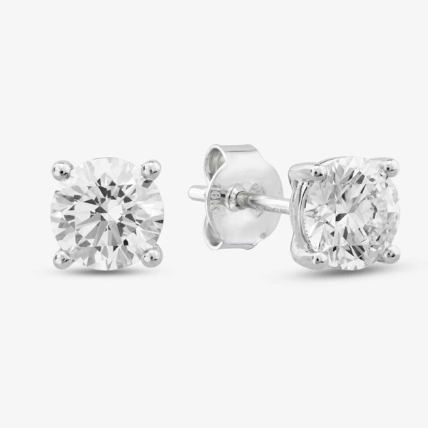 T. H. Baker 18ct White Gold Certified Lab Grown 2.08ct Brilliant Cut Diamond Stud Earrings 118NY-W002