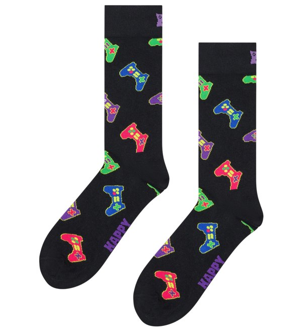 Happy Socks 4-Pack Gamer Socks Gift Box, Black