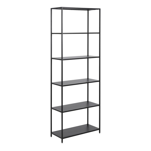 Furniture To Go Newcastle Tall Bookcase with 5 Shelves in Matt Black