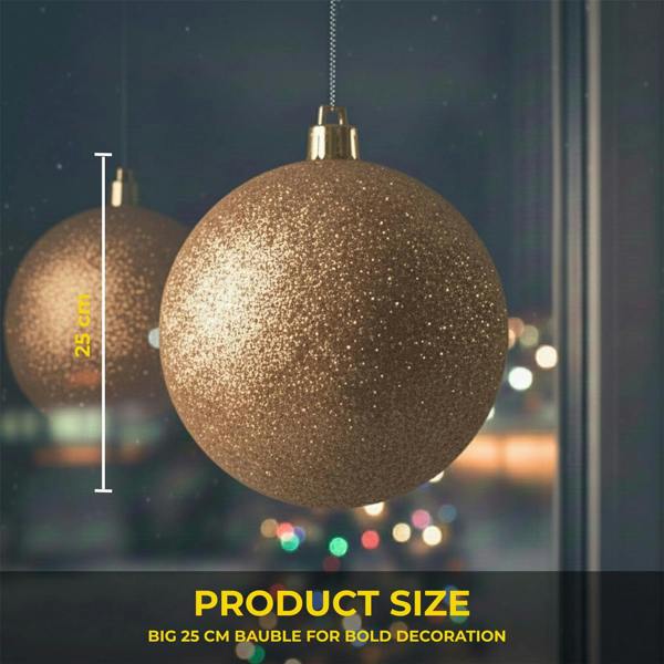 25cm Cream Glitter Christmas Bauble for Tree and Home Seasonal Decoration image 5