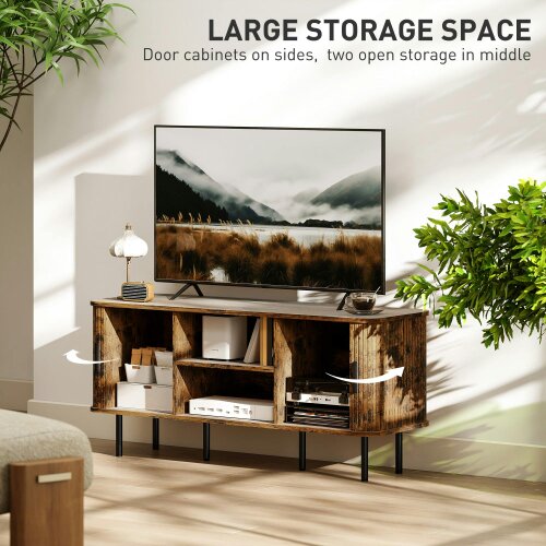 Wyld Haus Avaniva 120cm Rustic Brown TV Console With Sliding Doors and Shelf For Screens Up To 55 Inches