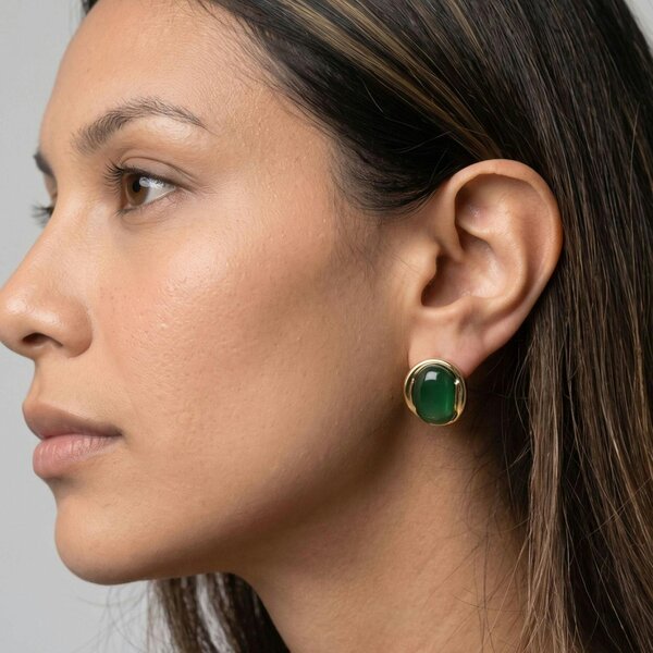 Uchi & Soto Enso Green Stone Stud Earrings