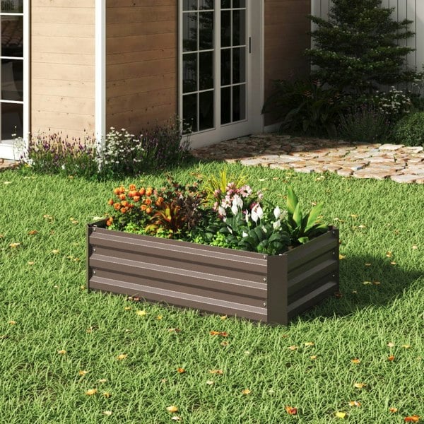 Galvanized Steel Square Raised Garden Bed Planter Box Living and Home S 