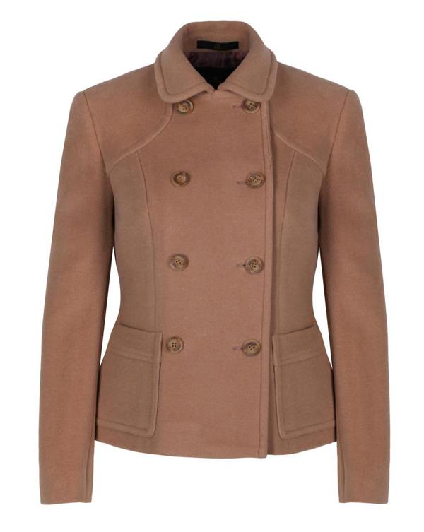 Myles Anthony Pecan Reefer Style Wool & Cashmere Jacket - 10